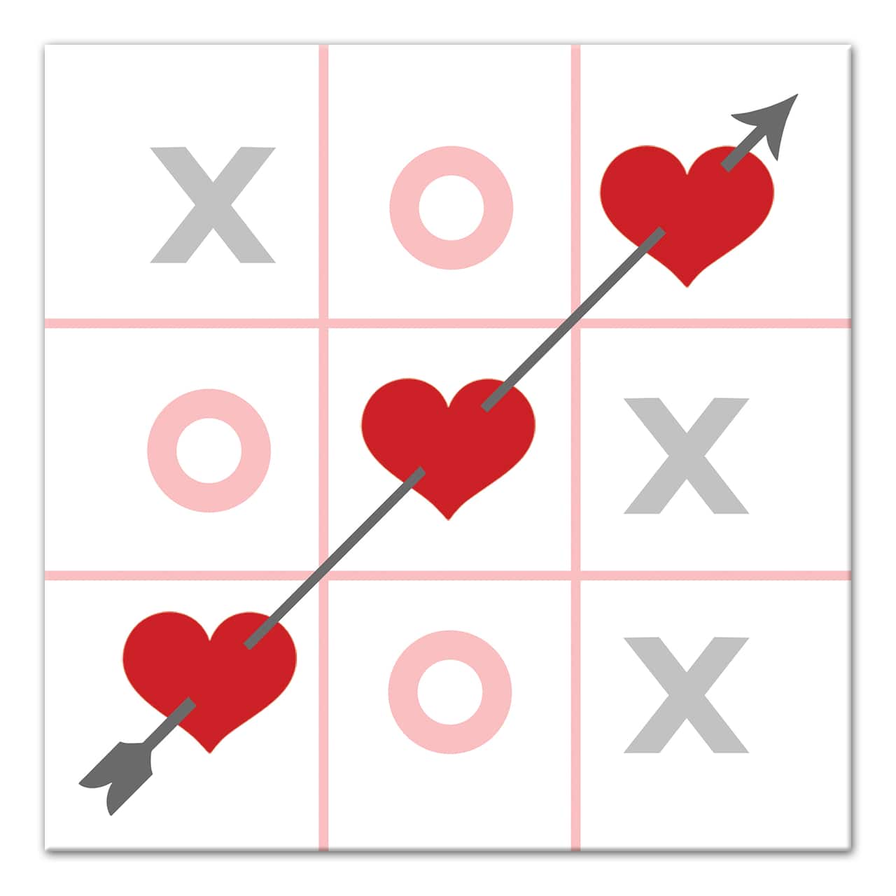 Tic Tac Toe Hearts 12" x 12" Canvas Wall Art